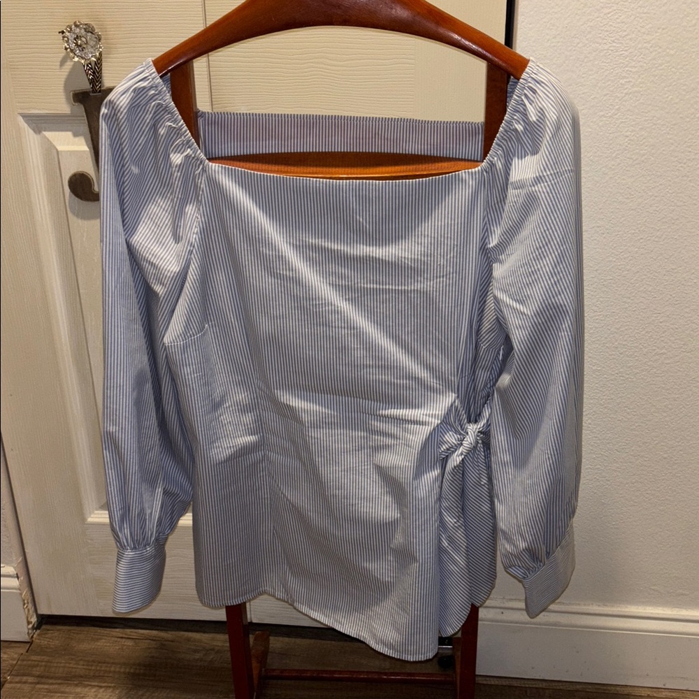 Striped Blue Long Sleeve Blouse